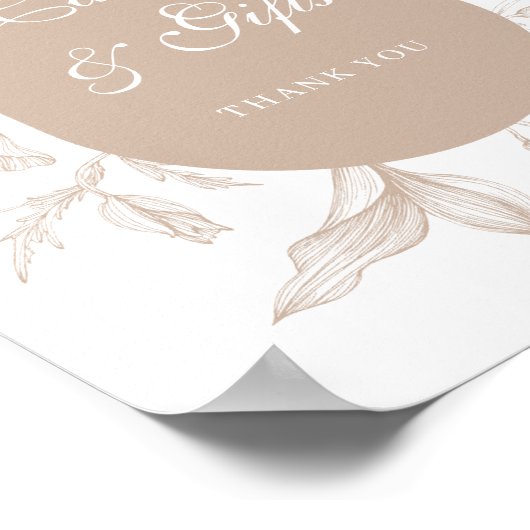 Neutral Tan Floral Line Art Kaarten en geschenken Poster (Hoek)