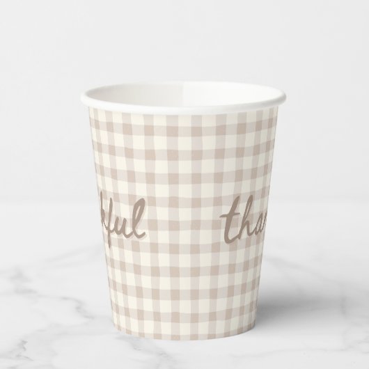 Neutral Tan Gingham  Papieren Bekers (Links)