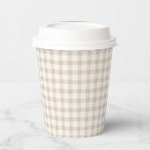 Neutral Tan Gingham Papieren Bekers (Links)