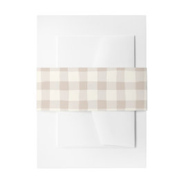 Neutral Tan Gingham Uitnodigingen Wikkel