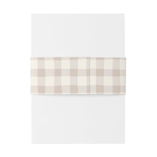 Neutral Tan Gingham Uitnodigingen Wikkel (Achterkant Voorbeeld)