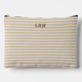 Neutral Tan Stripe Vintage Tiny Initials Monogram Etui