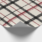 Neutral tartan white black and red cadeaupapier (Hoek)