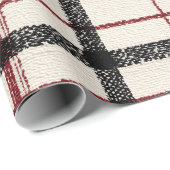 Neutral tartan white black and red cadeaupapier (Rol Hoek)