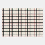 Neutral tartan white black and red inpakpapier vel (Voorkant 3)