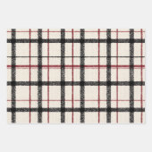 Neutral tartan white black and red inpakpapier vel (Voorkant)