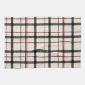 Neutral tartan white black and red theedoek (Horizontaal)