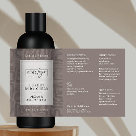 Neutral Taupe Beige Boho Logo 4OZ Cosmetic Bottle Rechthoekige Sticker