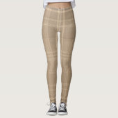 Neutral Taupe Brown Beige Classic Plaid Leggings (Voorkant)