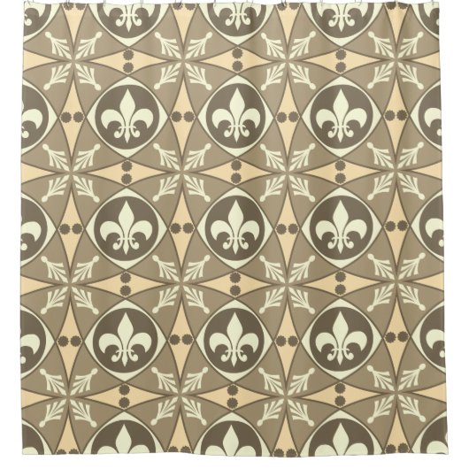  Neutral Taupe French Fleur de Lis Douchegordijn (Voorkant)