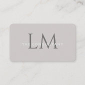 Neutral Taupe Gray Monogram Business Card Visitekaartje (Voorkant)