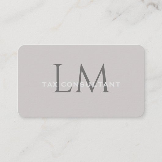 Neutral Taupe Gray Monogram Business Card Visitekaartje (Voorkant)