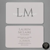 Neutral Taupe Gray Monogram Business Card Visitekaartje