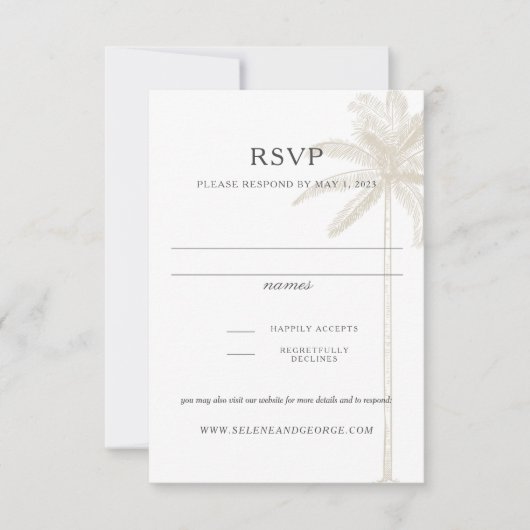 Neutral Taupe Palm Tree Response Kaart (Voorkant)