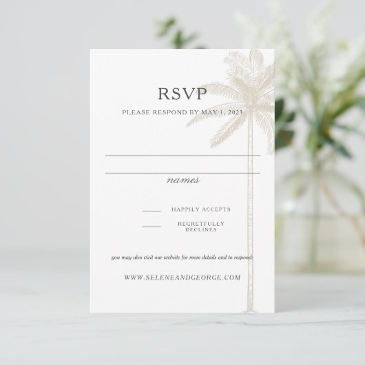 Neutral Taupe Palm Tree Response Kaart (Staand voorkant)