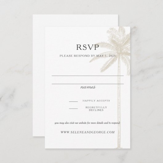 Neutral Taupe  Palm Tree Response Kaart (Voorkant / Achterkant)