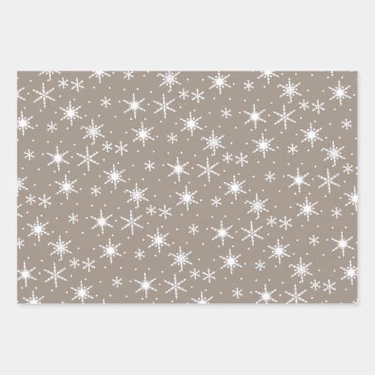 Neutral Taupe Winter Holiday Snowflake Patroon Inpakpapier Vel (Voorkant 3)