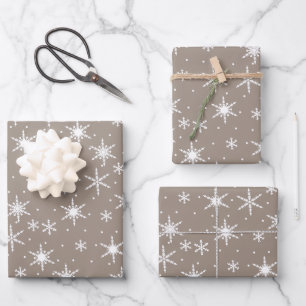 Neutral Taupe Winter Holiday Snowflake Patroon Inpakpapier Vel