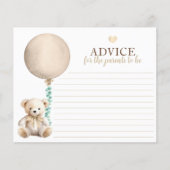 Neutral Teddy Bear Baby shower advies Kaart (Voorkant)