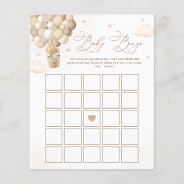 Neutral Teddy Bear Baby shower Bingogame