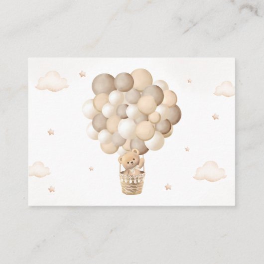 Neutral Teddy Bear Baby shower Boek Aanvraag Informatiekaartje (Achterkant)