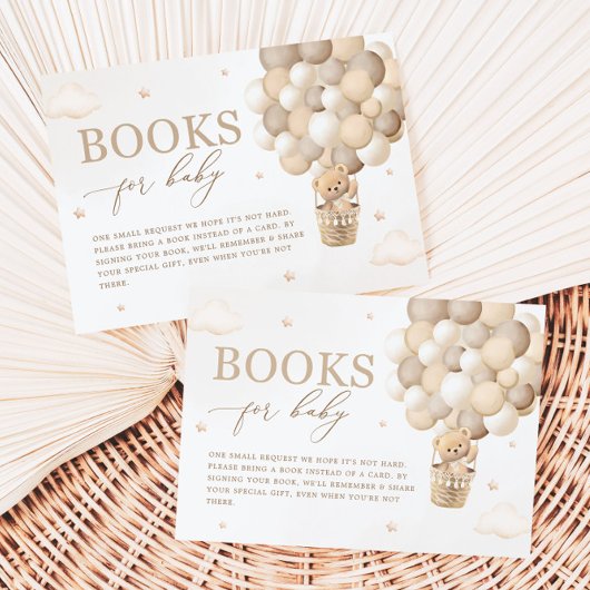 Neutral Teddy Bear Baby shower Boek Aanvraag Informatiekaartje