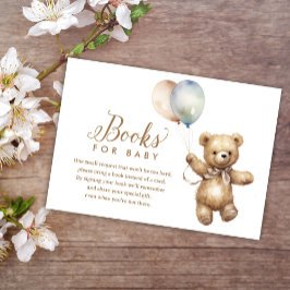 Neutral Teddy Bear Baby shower Boeken voor Baby Informatiekaartje