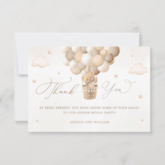 Neutral Teddy Bear Baby shower Dank u Kaart (Voorkant)