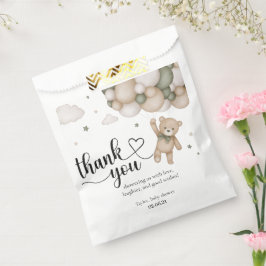 Neutral Teddy Bear Baby Shower Favor Bag Bedankzakje