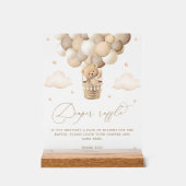 Neutral Teddy Bear Baby shower Luier Raffle Acryl Bord (Voorkant)