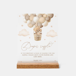 Neutral Teddy Bear Baby shower Luier Raffle Acryl Bord