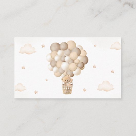 Neutral Teddy Bear Baby shower Luier Raffle Informatiekaartje (Achterkant)