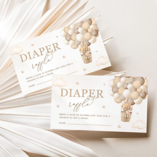 Neutral Teddy Bear Baby shower Luier Raffle Informatiekaartje