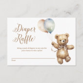 Neutral Teddy Bear Baby shower Luier Raffle Informatiekaartje (Voorkant)