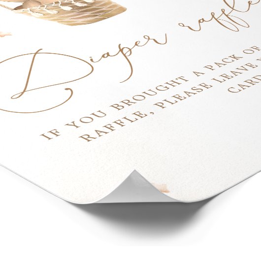 Neutral Teddy Bear Baby shower Luier Raffle Poster (Hoek)