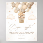 Neutral Teddy Bear Baby shower Luier Raffle Poster (Voorkant)