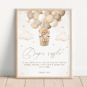 Neutral Teddy Bear Baby shower Luier Raffle Poster