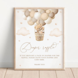 Neutral Teddy Bear Baby shower Luier Raffle Poster
