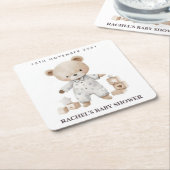 Neutral Teddy Bear Baby shower Onderzetters (Schuin)