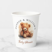 Neutral Teddy Bear Baby Shower Papieren Bekers (Voorkant)