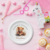 Neutral Teddy Bear Baby Shower Papieren Bordje (Feest)