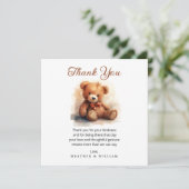 Neutral Teddy Bear Baby Shower Thank You Bedankkaart (Staand voorkant)