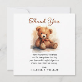 Neutral Teddy Bear Baby Shower Thank You Bedankkaart