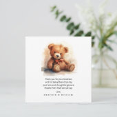 Neutral Teddy Bear Baby Shower Thank You Bedankkaart (Staand voorkant)