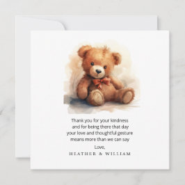 Neutral Teddy Bear Baby Shower Thank You Bedankkaart