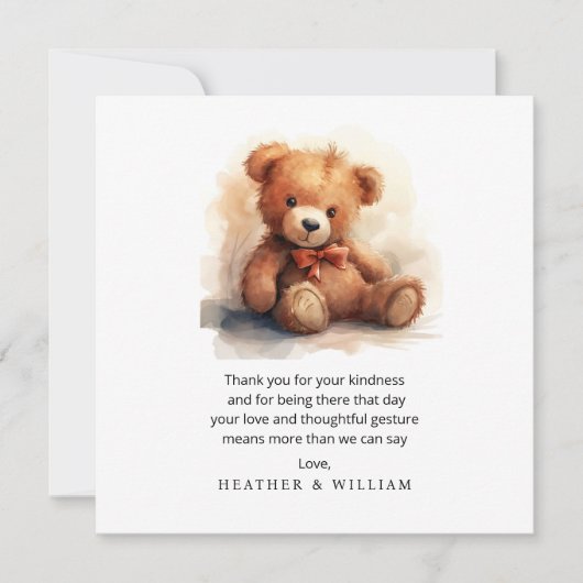 Neutral Teddy Bear Baby Shower Thank You Bedankkaart (Voorkant)