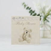 Neutral Teddy Bear  Lace Baby shower Kaart (Staand voorkant)