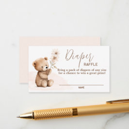 Neutral Teddy Bear Luier Raffle Kaart
