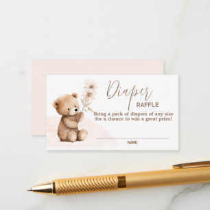 Neutral Teddy Bear Luier Raffle Kaart