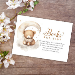 Neutral Teddy Bear Moon Baby shower Boeken voor Ba Informatiekaartje